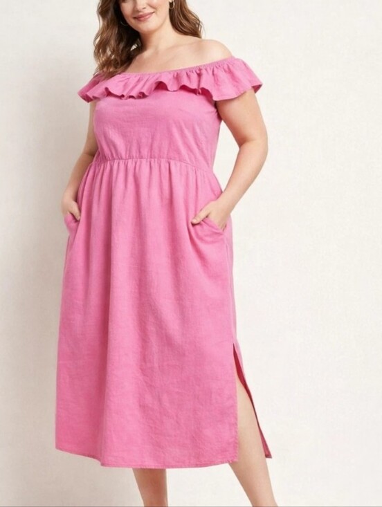 Ava & Viv Dresses & Skirts - Ava & Viv Pink Xxl Ruffle Trim Dress Womens